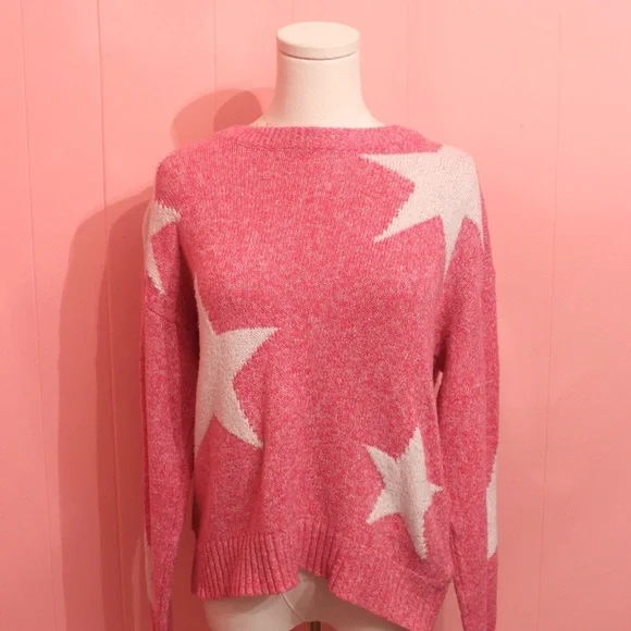 Sparkles & Lace Pink Star Pattern Sweater - Picture 3 of 4
